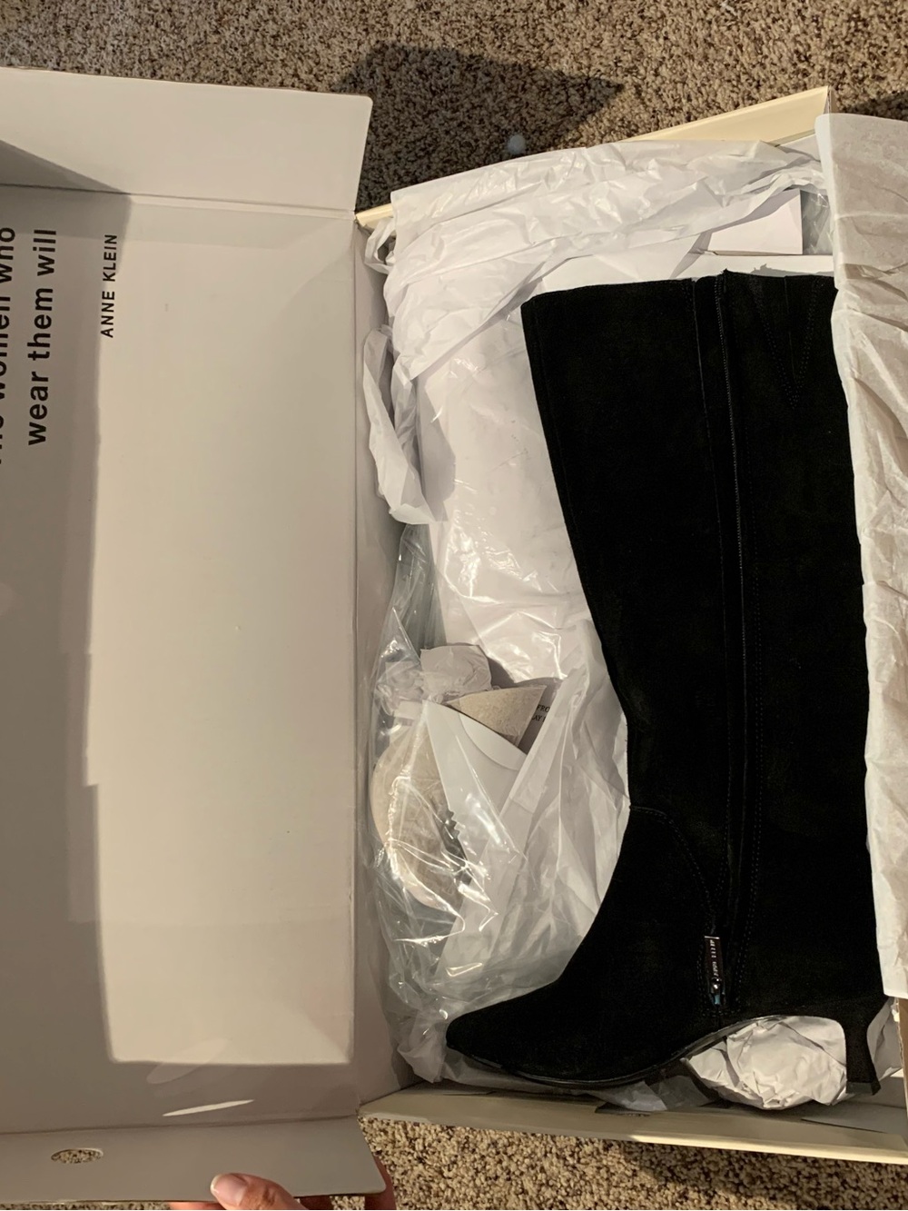 Anne Klein Black Knee-High Boot Box Label